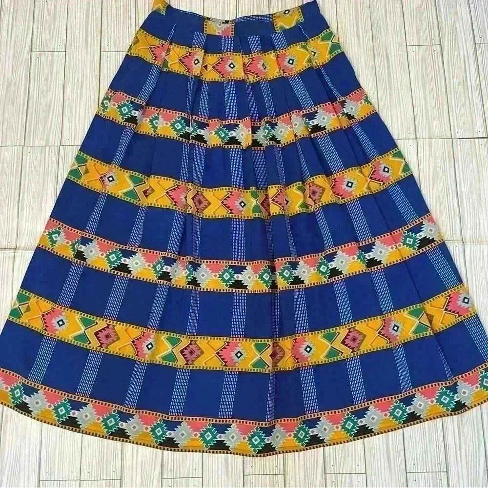 Colorful Geometric Pattern Midi Skirt - Picture 1 of 4